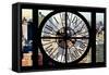 Giant Clock Window - City View - Manhattan II-Philippe Hugonnard-Framed Stretched Canvas