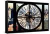 Giant Clock Window - City View - Manhattan II-Philippe Hugonnard-Framed Stretched Canvas