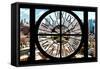 Giant Clock Window - City View - Manhattan III-Philippe Hugonnard-Framed Stretched Canvas