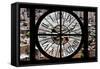 Giant Clock Window - City View - Manhattan IV-Philippe Hugonnard-Framed Stretched Canvas