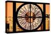 Giant Clock Window - City View - Manhattan Skyscrapers-Philippe Hugonnard-Stretched Canvas