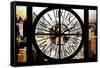 Giant Clock Window - City View - Manhattan-Philippe Hugonnard-Framed Stretched Canvas