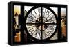 Giant Clock Window - City View - Manhattan-Philippe Hugonnard-Framed Stretched Canvas