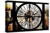 Giant Clock Window - City View - Manhattan-Philippe Hugonnard-Stretched Canvas