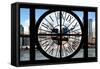 Giant Clock Window - City View with Brooklyn Bridge - New York City II-Philippe Hugonnard-Framed Stretched Canvas