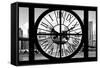 Giant Clock Window - City View with Brooklyn Bridge - New York City III-Philippe Hugonnard-Framed Stretched Canvas