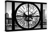 Giant Clock Window - City View with Brooklyn Bridge - New York City III-Philippe Hugonnard-Stretched Canvas