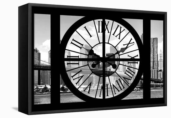 Giant Clock Window - City View with Brooklyn Bridge - New York City III-Philippe Hugonnard-Framed Stretched Canvas