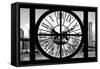 Giant Clock Window - City View with Brooklyn Bridge - New York City III-Philippe Hugonnard-Framed Stretched Canvas