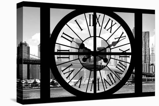 Giant Clock Window - City View with Brooklyn Bridge - New York City III-Philippe Hugonnard-Stretched Canvas