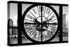 Giant Clock Window - City View with Brooklyn Bridge - New York City III-Philippe Hugonnard-Stretched Canvas