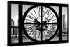 Giant Clock Window - City View with Brooklyn Bridge - New York City III-Philippe Hugonnard-Framed Stretched Canvas