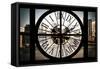 Giant Clock Window - City View with Brooklyn Bridge - New York City-Philippe Hugonnard-Framed Stretched Canvas