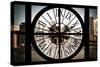 Giant Clock Window - City View with Brooklyn Bridge - New York City-Philippe Hugonnard-Stretched Canvas