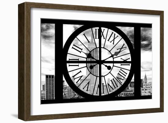 Giant Clock Window - City View with the Empire State and Chrysler Buildings - Manhattan II-Philippe Hugonnard-Framed Photographic Print