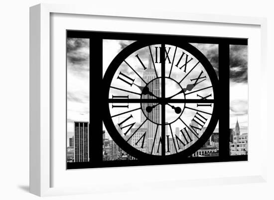 Giant Clock Window - City View with the Empire State and Chrysler Buildings - Manhattan II-Philippe Hugonnard-Framed Photographic Print