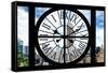 Giant Clock Window - City View with the Empire State and Chrysler Buildings - Manhattan III-Philippe Hugonnard-Framed Stretched Canvas