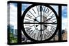 Giant Clock Window - City View with the Empire State and Chrysler Buildings - Manhattan III-Philippe Hugonnard-Stretched Canvas