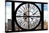 Giant Clock Window - City View with the Empire State and Chrysler Buildings - Manhattan-Philippe Hugonnard-Stretched Canvas