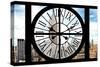 Giant Clock Window - City View with the Empire State and Chrysler Buildings - Manhattan-Philippe Hugonnard-Stretched Canvas