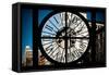 Giant Clock Window - City View with the Empire State Building-Philippe Hugonnard-Framed Stretched Canvas