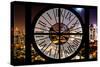 Giant Clock Window - Night View of Manhattan - Hell's Kitchen-Philippe Hugonnard-Stretched Canvas