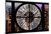 Giant Clock Window - Night View of Manhattan II-Philippe Hugonnard-Mounted Photographic Print