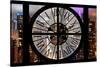 Giant Clock Window - Night View of Manhattan II-Philippe Hugonnard-Stretched Canvas