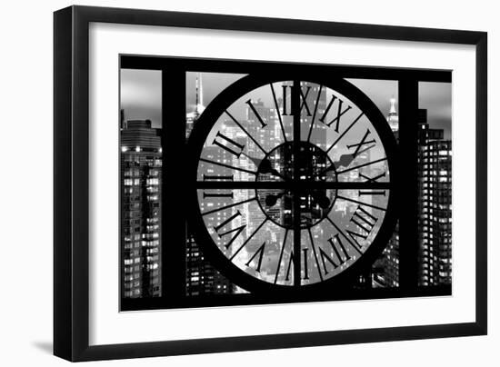 Giant Clock Window - Night View of Manhattan III-Philippe Hugonnard-Framed Photographic Print