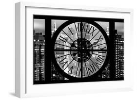 Giant Clock Window - Night View of Manhattan III-Philippe Hugonnard-Framed Photographic Print