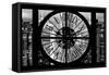 Giant Clock Window - Night View of Manhattan III-Philippe Hugonnard-Framed Stretched Canvas