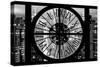 Giant Clock Window - Night View of Manhattan III-Philippe Hugonnard-Stretched Canvas
