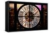 Giant Clock Window - Night View of Manhattan IV-Philippe Hugonnard-Framed Stretched Canvas