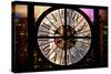 Giant Clock Window - Night View of Manhattan IV-Philippe Hugonnard-Stretched Canvas