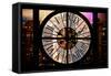 Giant Clock Window - Night View of Manhattan IV-Philippe Hugonnard-Framed Stretched Canvas