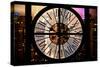 Giant Clock Window - Night View of Manhattan IV-Philippe Hugonnard-Stretched Canvas