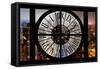 Giant Clock Window - Night View of Manhattan - New York City-Philippe Hugonnard-Framed Stretched Canvas