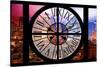 Giant Clock Window - Night View of Manhattan - Times Square II-Philippe Hugonnard-Stretched Canvas