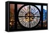 Giant Clock Window - Night View of Manhattan - Times Square-Philippe Hugonnard-Framed Stretched Canvas