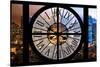 Giant Clock Window - Night View of Manhattan - Times Square-Philippe Hugonnard-Stretched Canvas