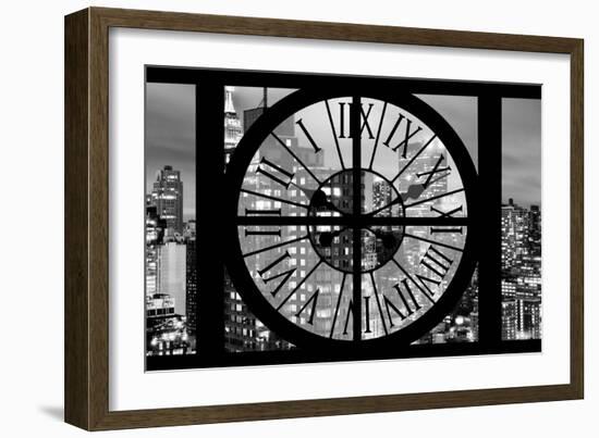 Giant Clock Window - Night View of Manhattan VI-Philippe Hugonnard-Framed Photographic Print