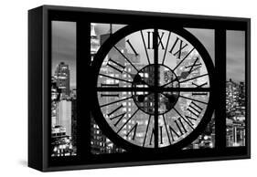 Giant Clock Window - Night View of Manhattan VI-Philippe Hugonnard-Framed Stretched Canvas