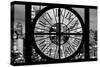 Giant Clock Window - Night View of Manhattan VI-Philippe Hugonnard-Stretched Canvas