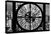 Giant Clock Window - Night View of Manhattan VI-Philippe Hugonnard-Stretched Canvas