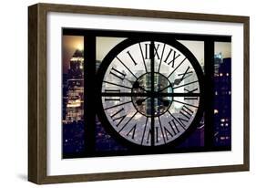 Giant Clock Window - Night View of Manhattan with Foggy III-Philippe Hugonnard-Framed Photographic Print