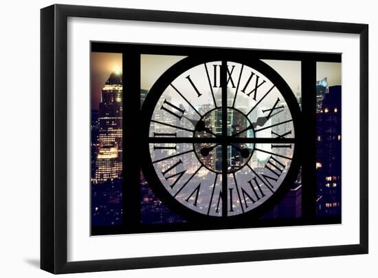 Giant Clock Window - Night View of Manhattan with Foggy III-Philippe Hugonnard-Framed Photographic Print