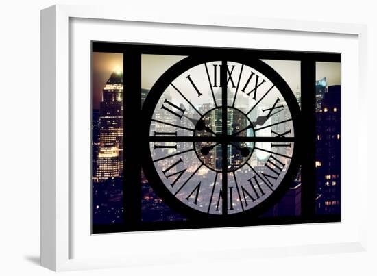 Giant Clock Window - Night View of Manhattan with Foggy III-Philippe Hugonnard-Framed Photographic Print