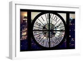 Giant Clock Window - Night View of Manhattan with Foggy III-Philippe Hugonnard-Framed Photographic Print