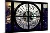 Giant Clock Window - Night View of Manhattan with Foggy III-Philippe Hugonnard-Mounted Photographic Print