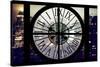 Giant Clock Window - Night View of Manhattan with Foggy III-Philippe Hugonnard-Stretched Canvas